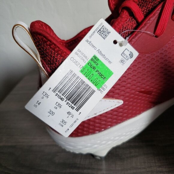 Adidas Adizero Afterburner Metal Baseball Cleats Red Size Mens 14 CG5217 NEW NWT - Picture 9 of 10